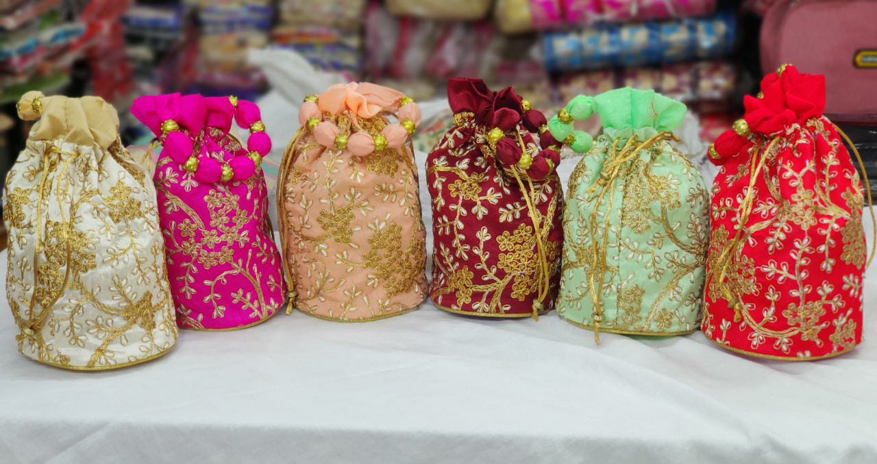 Traditional Indian Potli, Women Handbag, Handmade Bag, Christmas Gift, Party Fancy Clutch Purse, Wedding Favours, Return Gifts For Guests