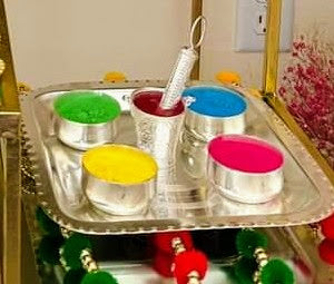 German silver Holi Combo Pichkari Bucket set with colour Bowl