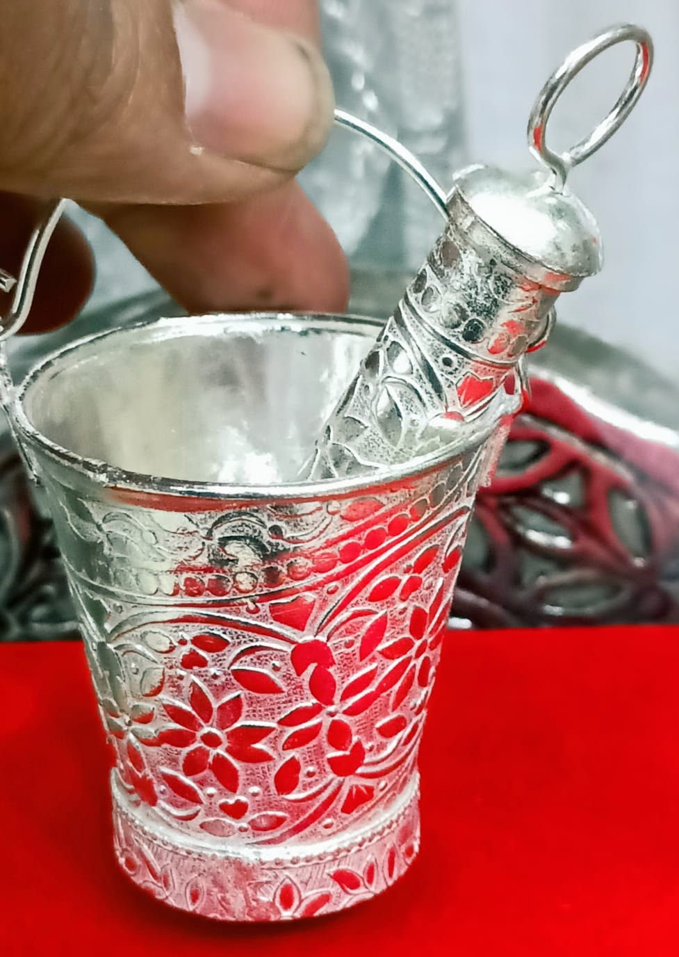 German Silver Holi Pichkari Bucket Velvet box Combo Return Gift